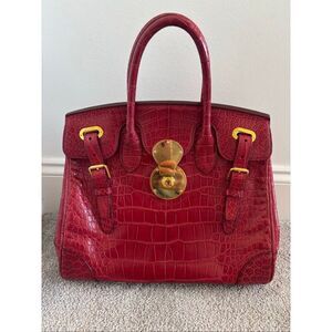 RARE Ralph Lauren Ricky Alligator top handle satchel, red